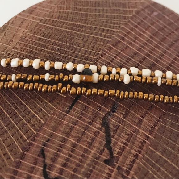 Cream & Bronze Beaded Bracelet - Picture 4 of 5